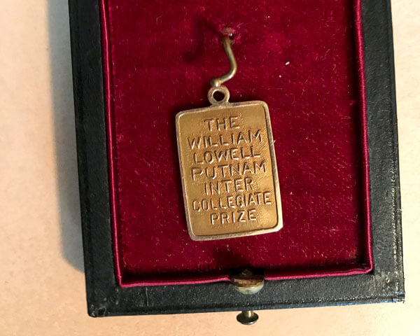 The medal that Hyman and his fellow students received for winning the William Lowell Putnam Intercollegiate Prize in mathematics.