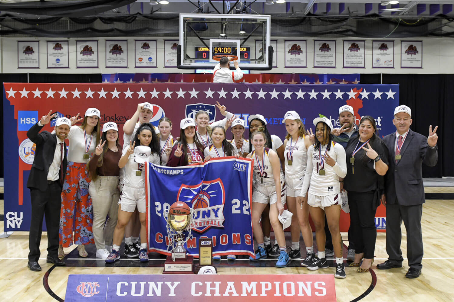 The Brooklyn College women’s basketball team won their first NCAA Tournament game in program history with a first-round victory over Emmanuel College (Massachusetts), 70-57. The Bulldogs ended their season as CUNYAC Champions with a 22-4 overall record.